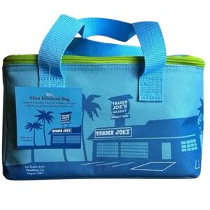 Trader Joe’s Blue, Green Trim Mini Insulated Tote Bag Lunch Bag NWT